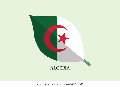 High detailed Leaves Flag vector – Algeria flag