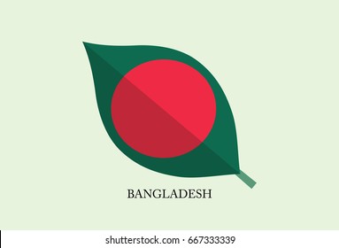 High detailed Leaves Flag vector – Bangladesh flag
