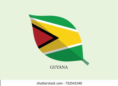 High detailed Leaves Flag vector – Guyana flag