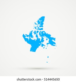 High detailed Light blue vector map Nunavut