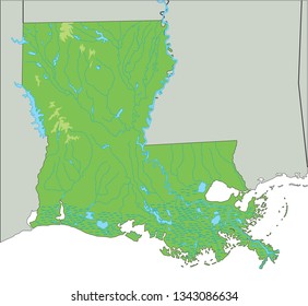 Map Of Central Louisiana High Detailed Louisiana Physical Map Stock Vector (Royalty Free) 1343086634  | Shutterstock