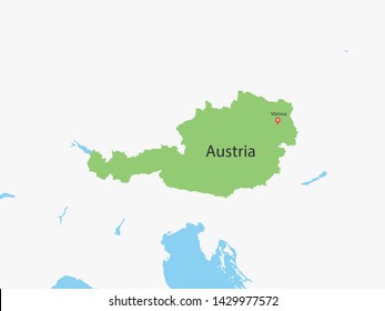 High Detailed Map of Austria and Capital. Vector illustration eps10.