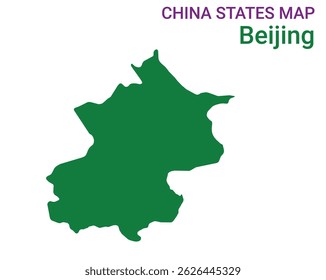 High detailed map of Beijing vector illustration. Outline Beijing province map on white background. China.