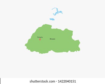 High Detailed Map of Bhutan and Capital is a fully layered. Vector illustration eps 10.