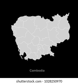 High detailed  map Cambodia vector.