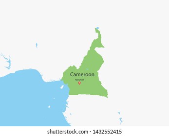 High Detailed Map of Cameroon and Capital is a fully layered. Vector illustration eps 10.