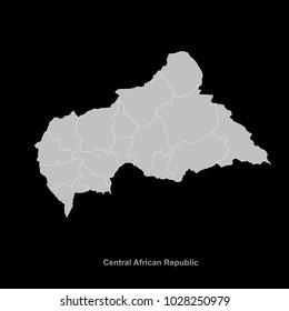 High detailed  map Central African Republic vector.