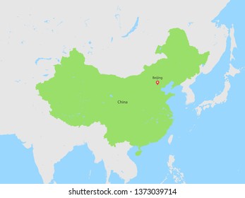 High Detailed Map of China and Capital. Vector illustration eps 10.