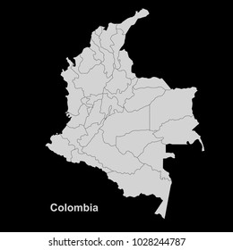 High detailed  map Colombia vector.