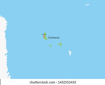 High Detailed Map of Comoros and Capital is a fully layered. Vector illustration eps 10.