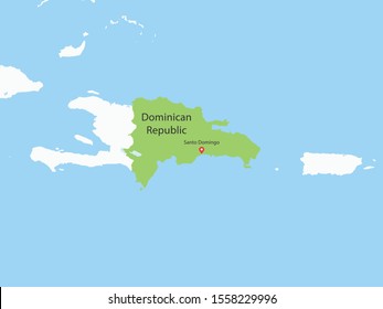 High Detailed Map of Dominican Republic and Capital is a fully layered. Vector illustration eps 10.