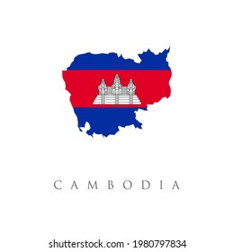 High Detailed Map Flag of Cambodia isolated on white background. Vector illustration. the Kingdom of Cambodia