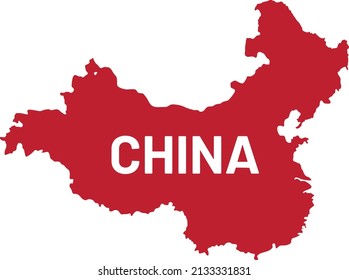 High Detailed Map Flag of China isolated on white background.
