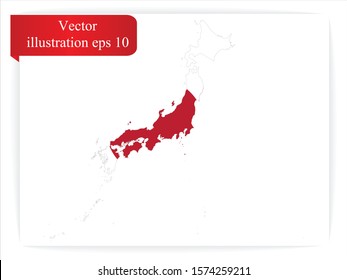 High Detailed Map Flag of Japan isolated on white background. Vector illustration eps 10.