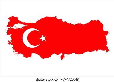 High Detailed Map Flag of Turkey isolated on white background. Vector illustration eps 10.
