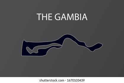 Mapa detallado de Gambia. Ilustración vectorial.
