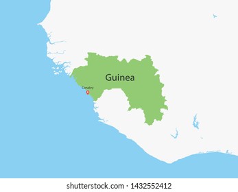 High Detailed Map of Guinea and Capital is a fully layered. Vector illustration eps 10.