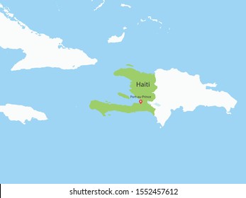 High Detailed Map of Haiti and Capital. Vector illustration eps10.