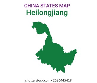 Mapa detalhado da ilustração vetorial de Heilongjiang. Descreva o mapa da província de Heilongjiang sobre fundo branco. China.