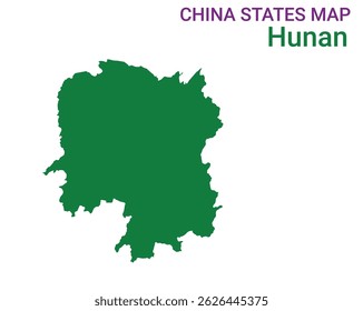 High detailed map of Hunan vector illustration. Outline Hunan province map on white background. China.