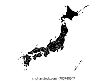 High detailed map japan on black backgroud.Vector illustration