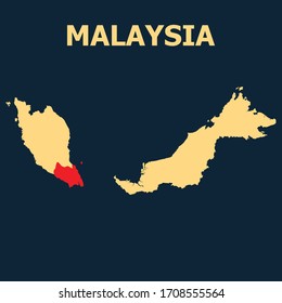 High Detailed Map of Johor Highlighted on Malaysia Map, Vector Illustration EPS 10