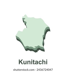 high detailed map of Kunitachi City of japanese country, vector template