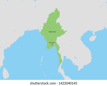 High Detailed Map of Myanmar and Capital is a fully layered. Vector illustration eps 10.