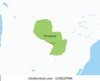High Detailed Map of Paraguay and Capital is a fully layered. Vector illustration eps 10.