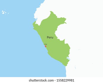High Detailed Map of Peru and Capital is a fully layered. Vector illustration eps 10.