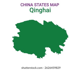High detailed map of Qinghai vector illustration. Outline Qinghai province map on white background. China.
