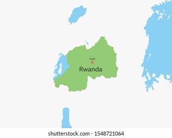 High Detailed Map of Rwanda and Capital. Vector illustration eps10.