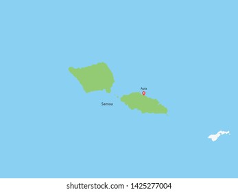 High Detailed Map of Samoa and Capital. Vector illustration eps 10