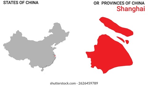 High detailed map of Shanghai vector illustration. Outline Shanghai province map on white background. China.