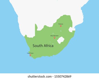 High Detailed Map of South Africa	 and Capital. Vector illustration eps10.