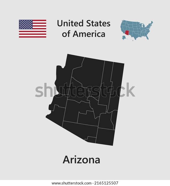 High detailed\
map state Arizona. United states of America illustration divided on\
states. Vector template state Arizona USA for your background,\
website, pattern,\
infographic