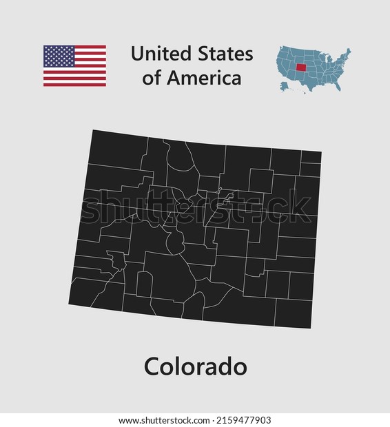 High detailed\
map state Colorado. United states of America illustration divided\
on states. Vector template state Colorado USA for your background,\
website, pattern,\
infographic
