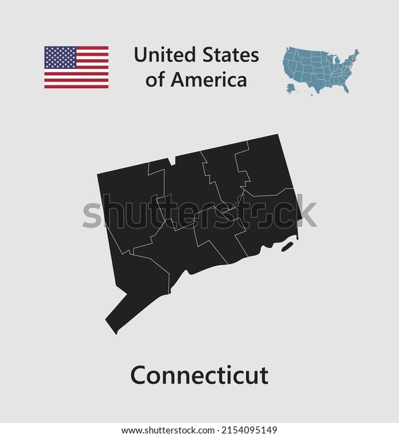 High detailed map state Connecticut. United
states of America illustration divided on states. Vector template
state Connecticut USA for your background, website, pattern,
infographic