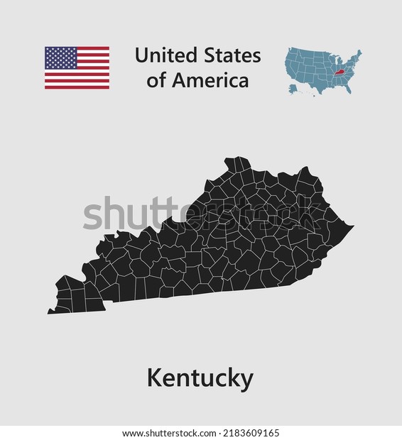 High detailed\
map state Kentucky. United states of America illustration divided\
on states. Vector template state Kentucky USA for your background,\
website, pattern,\
infographic