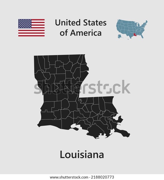 High detailed\
map state Louisiana. United states of America illustration divided\
on states. Vector template state Louisiana USA for your background,\
website, pattern,\
infographic