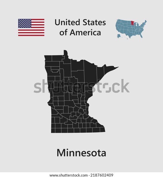 High detailed\
map state Minnesota. United states of America illustration divided\
on states. Vector template state Minnesota USA for your background,\
website, pattern,\
infographic
