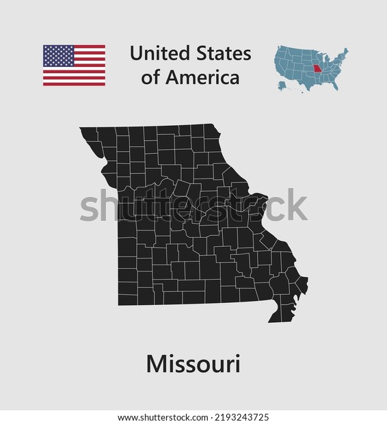 High detailed\
map state Missouri. United states of America illustration divided\
on states. Vector template state Missouri USA for your background,\
website, pattern,\
infographic