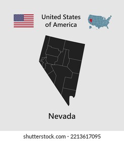 High detailed map state Nevada. United states of America illustration divided on states. Vector template state Nevada USA for your background, website, pattern, infographic