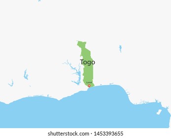 High Detailed Map of Togo, fully layered. Vector illustration eps 10.