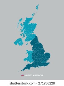 High detailed map of United Kingdom