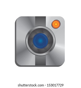 high detailed metal plate silver camera application icon