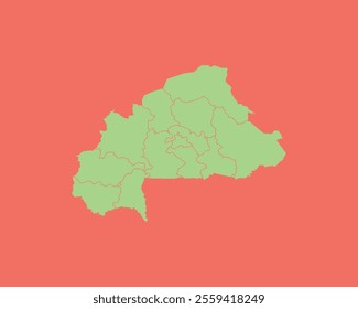 High Detailed Mint Coral Color Map of Burkina Faso on Coral isolated background, Vector Illustration EPS 10