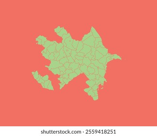 High Detailed Mint Coral Color Map of Azerbaijan on Coral isolated background, Vector Illustration EPS 10