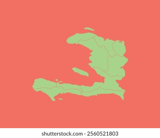 High Detailed Mint Coral Color Map of Haiti on Coral isolated background, Vector Illustration EPS 10