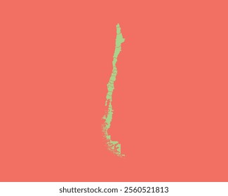 High Detailed Mint Coral Color Map of Chile on Coral isolated background, Vector Illustration EPS 10